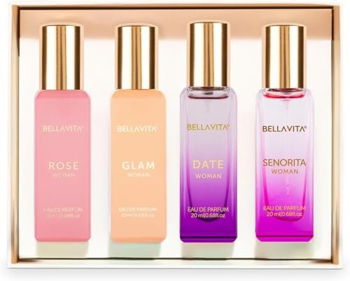 Bellavita Luxury Women's Perfume Gift Set - Rose, Senorita, Date & Glam (80ml Each) | Long-Lasting Eau de Parfum Collection Avelisse