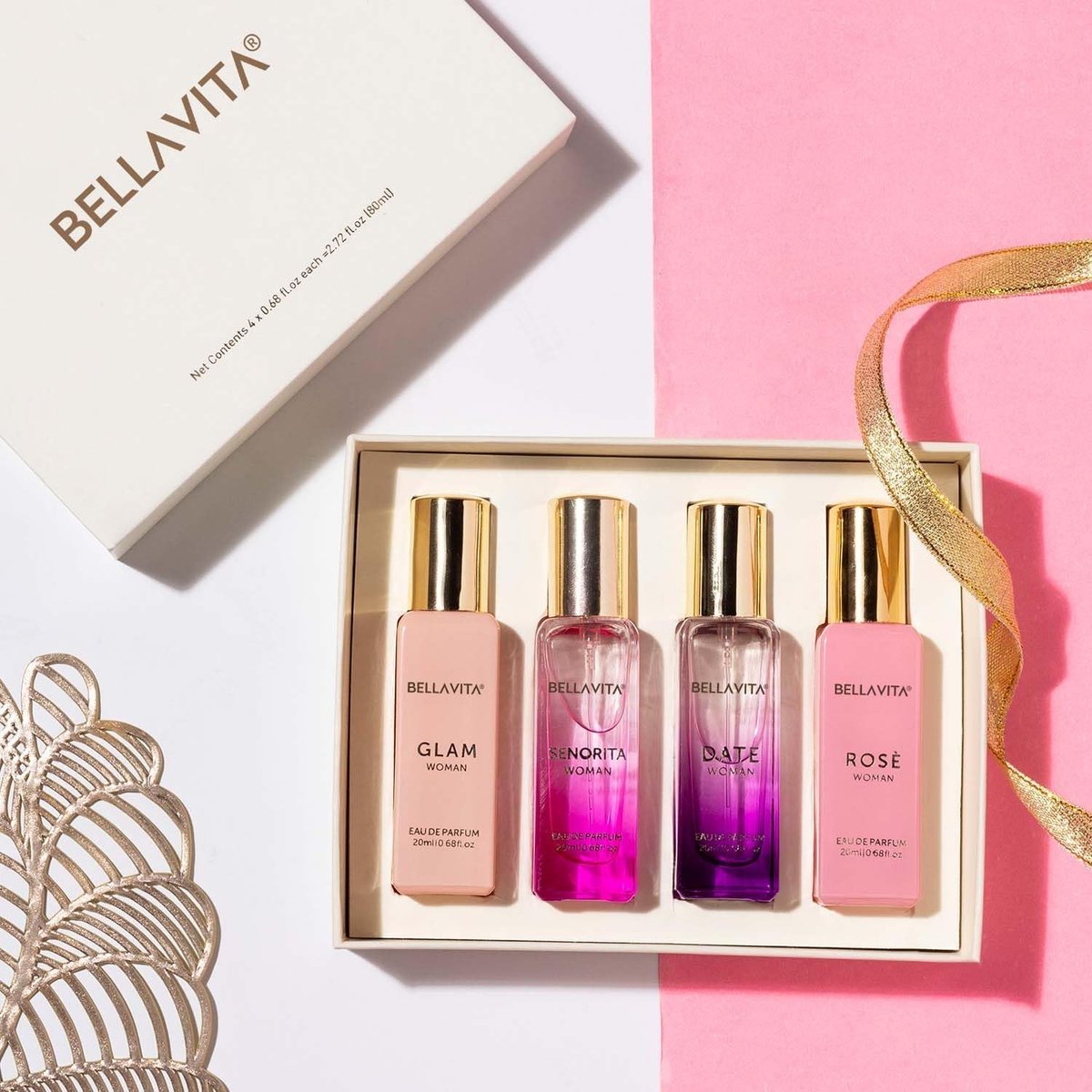 Bellavita Luxury Women's Perfume Gift Set - Rose, Senorita, Date & Glam (80ml Each) | Long-Lasting Eau de Parfum Collection Avelisse