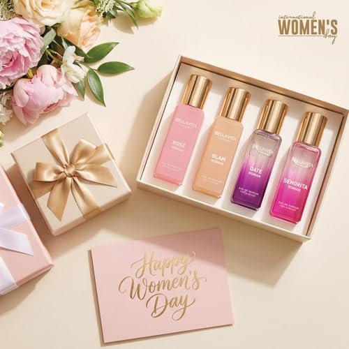 Bellavita Luxury Women's Perfume Gift Set - Rose, Senorita, Date & Glam (80ml Each) | Long-Lasting Eau de Parfum Collection Avelisse