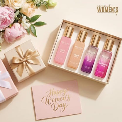 Bellavita Luxury Women's Perfume Gift Set - Rose, Senorita, Date & Glam (80ml Each) | Long-Lasting Eau de Parfum Collection Avelisse