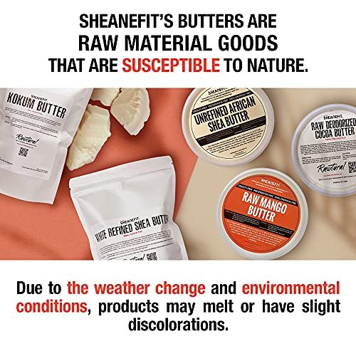 Sheanefit Raw Unrefined African Shea Butter - Natural Body Butter, Soft & Smooth Daily Moisturizer for Face & Body, Ivory, 16 oz Avelisse