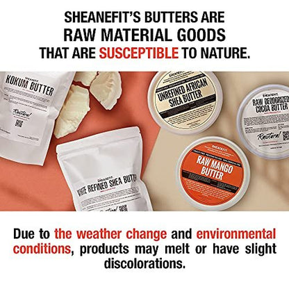 Sheanefit Raw Unrefined African Shea Butter - Natural Body Butter, Soft & Smooth Daily Moisturizer for Face & Body, Ivory, 16 oz Avelisse