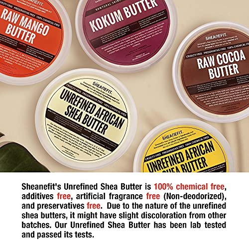 Sheanefit Raw Unrefined African Shea Butter - Natural Body Butter, Soft & Smooth Daily Moisturizer for Face & Body, Ivory, 16 oz Avelisse
