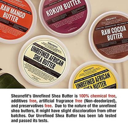 Sheanefit Raw Unrefined African Shea Butter - Natural Body Butter, Soft & Smooth Daily Moisturizer for Face & Body, Ivory, 16 oz Avelisse