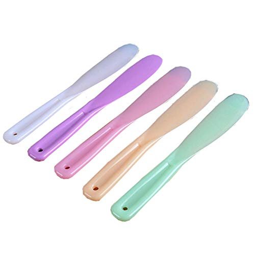 6-Pack Large Plastic Cosmetic Spatulas - Candy Color Reusable Mask Mixing Spoons for DIY Skincare & Beauty Tools