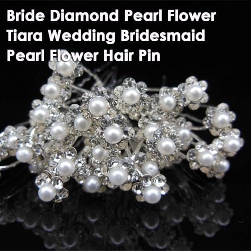 AKOAK 40 Pcs Crystal Pearl Flower Bridal Hair Pins - Elegant Silver U-Pins for Wedding & Bridesmaid Hair Jewelry - görsel 5