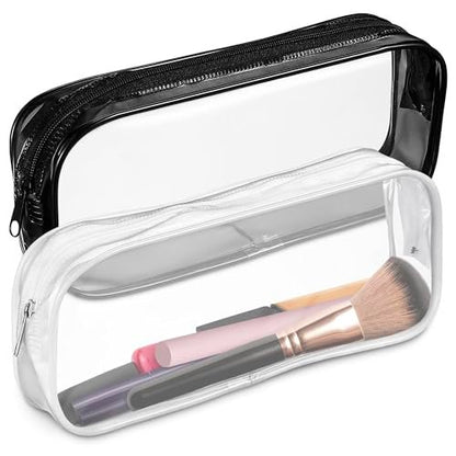 Clear Small Makeup Bags for Purse – 2 Pack Waterproof Cosmetic Pouches, 7.78" x 3.15" x 1.37"