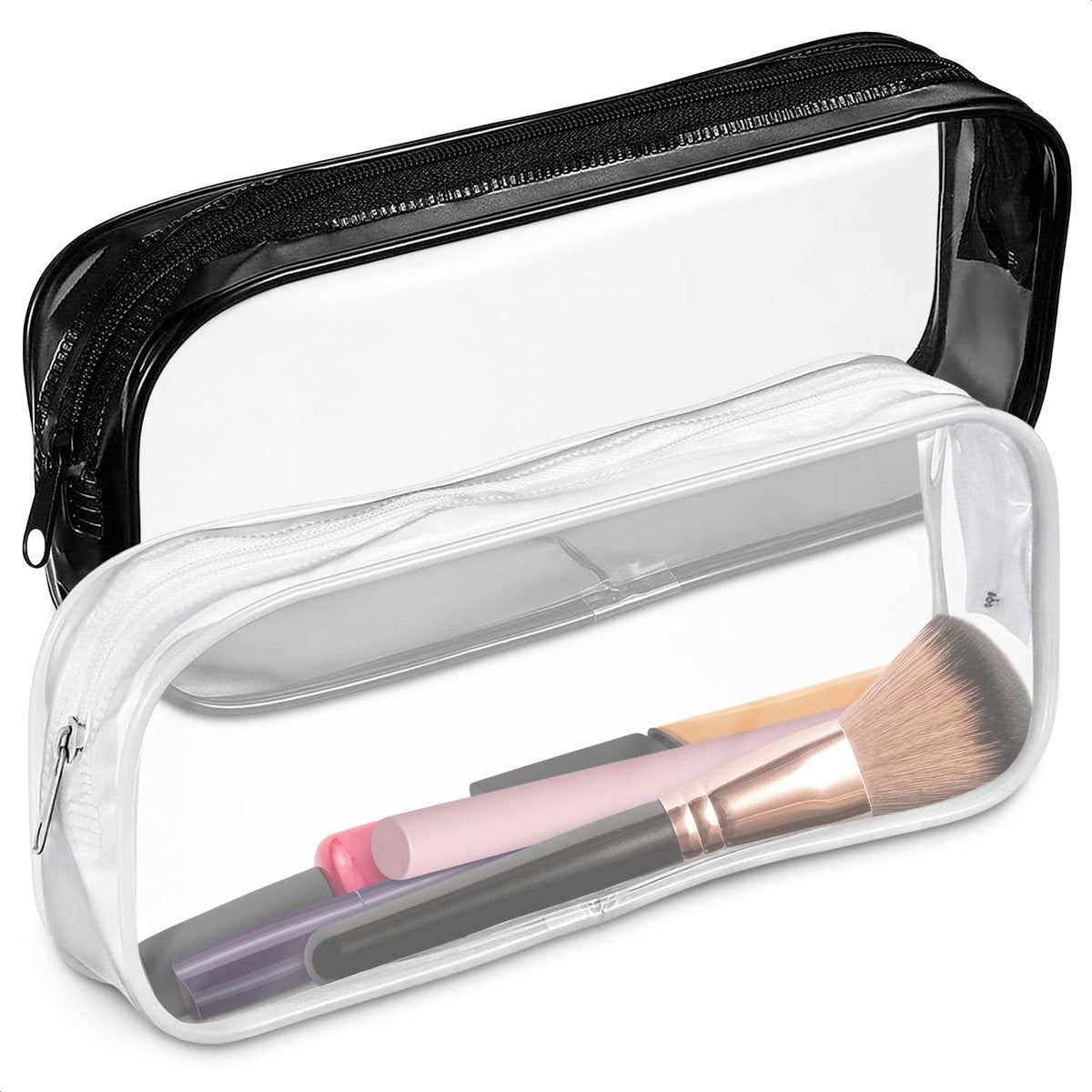 Clear Small Makeup Bags for Purse – 2 Pack Waterproof Cosmetic Pouches, 7.78" x 3.15" x 1.37" - görsel 1