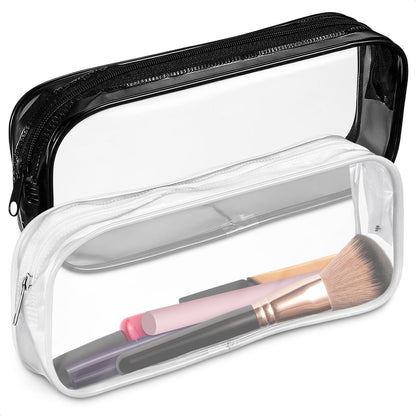 Clear Small Makeup Bags for Purse – 2 Pack Waterproof Cosmetic Pouches, 7.78" x 3.15" x 1.37"
