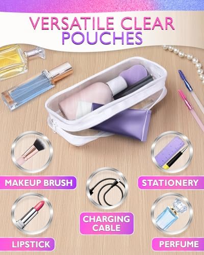 Clear Small Makeup Bags for Purse – 2 Pack Waterproof Cosmetic Pouches, 7.78" x 3.15" x 1.37" - görsel 12