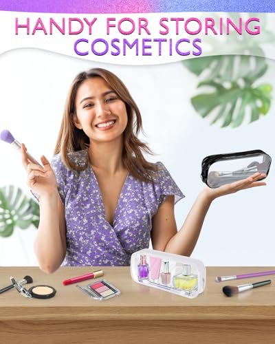 Clear Small Makeup Bags for Purse – 2 Pack Waterproof Cosmetic Pouches, 7.78" x 3.15" x 1.37"