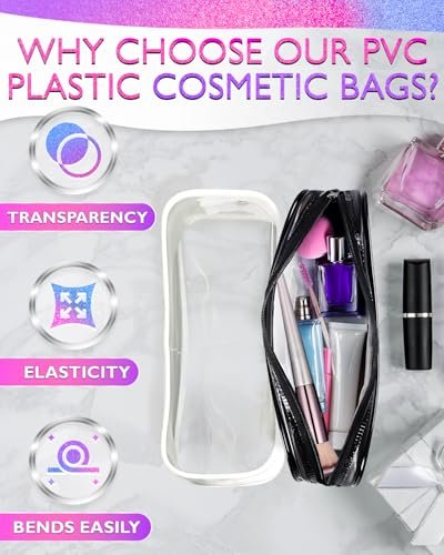 Clear Small Makeup Bags for Purse – 2 Pack Waterproof Cosmetic Pouches, 7.78" x 3.15" x 1.37" - görsel 6