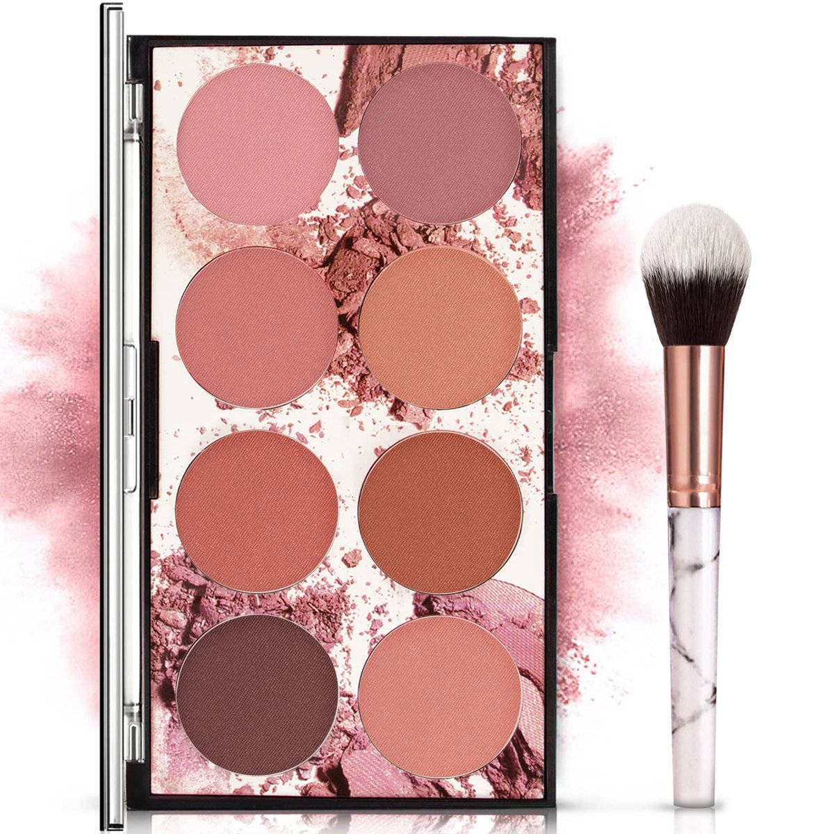 NewBang 8 Colors Blush Palette - Matte Mineral Blush Powder with Bright Shimmer, Contour & Highlight, Professional Makeup Blush Set Avelisse