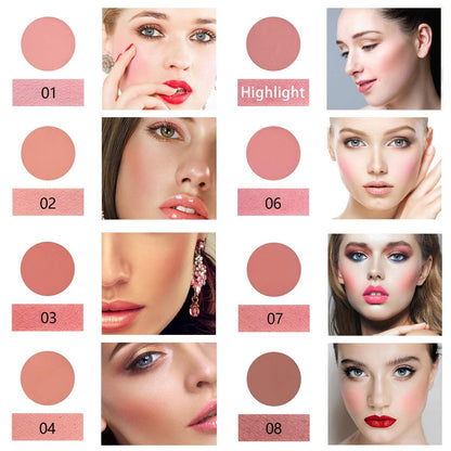 NewBang 8 Colors Blush Palette - Matte Mineral Blush Powder with Bright Shimmer, Contour & Highlight, Professional Makeup Blush Set Avelisse