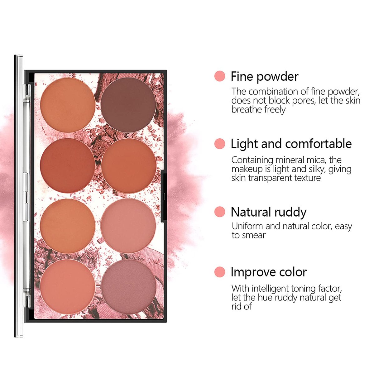 NewBang 8 Colors Blush Palette - Matte Mineral Blush Powder with Bright Shimmer, Contour & Highlight, Professional Makeup Blush Set Avelisse