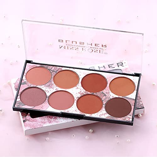 NewBang 8 Colors Blush Palette - Matte Mineral Blush Powder with Bright Shimmer, Contour & Highlight, Professional Makeup Blush Set Avelisse