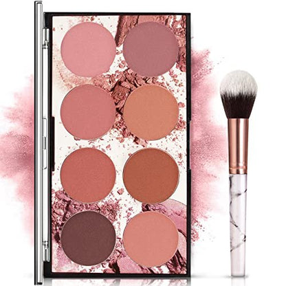 NewBang 8 Colors Blush Palette - Matte Mineral Blush Powder with Bright Shimmer, Contour & Highlight, Professional Makeup Blush Set Avelisse