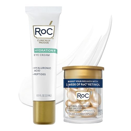RoC Multi Correxion Hyaluronic Acid Anti Aging Under Eye Cream for Puffiness & Dark Circles + RoC Retinol Capsules (7 CT) – Fragrance & Paraben Free for Women and Men Avelisse