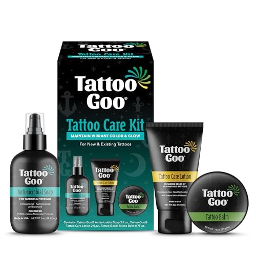 Tattoo Goo Tattoo Aftercare Kit – Complete 3-Piece Set with Antimicrobial Soap, Tattoo Balm & Healing Lotion for Fresh Ink, Ongoing Maintenance & Piercing Care Avelisse