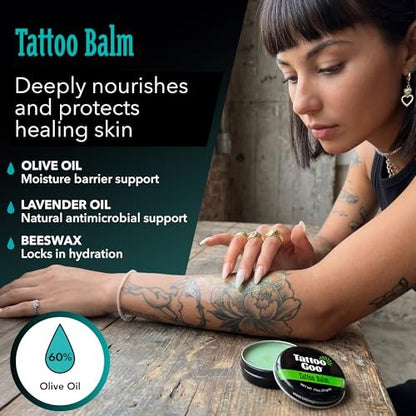 Tattoo Goo Tattoo Aftercare Kit – Complete 3-Piece Set with Antimicrobial Soap, Tattoo Balm & Healing Lotion for Fresh Ink, Ongoing Maintenance & Piercing Care Avelisse