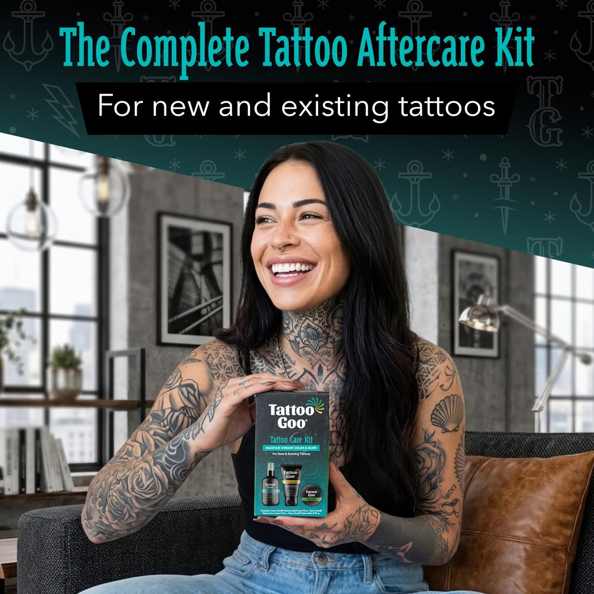 Tattoo Goo Tattoo Aftercare Kit – Complete 3-Piece Set with Antimicrobial Soap, Tattoo Balm & Healing Lotion for Fresh Ink, Ongoing Maintenance & Piercing Care Avelisse