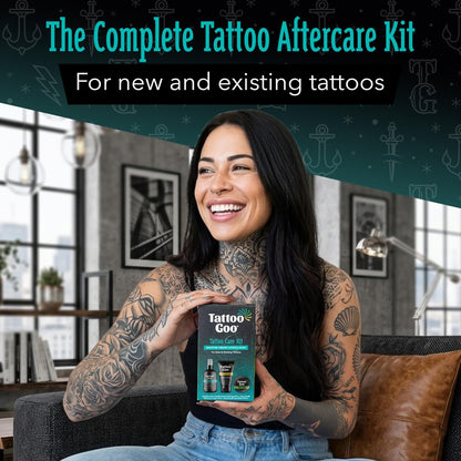 Tattoo Goo Tattoo Aftercare Kit – Complete 3-Piece Set with Antimicrobial Soap, Tattoo Balm & Healing Lotion for Fresh Ink, Ongoing Maintenance & Piercing Care Avelisse