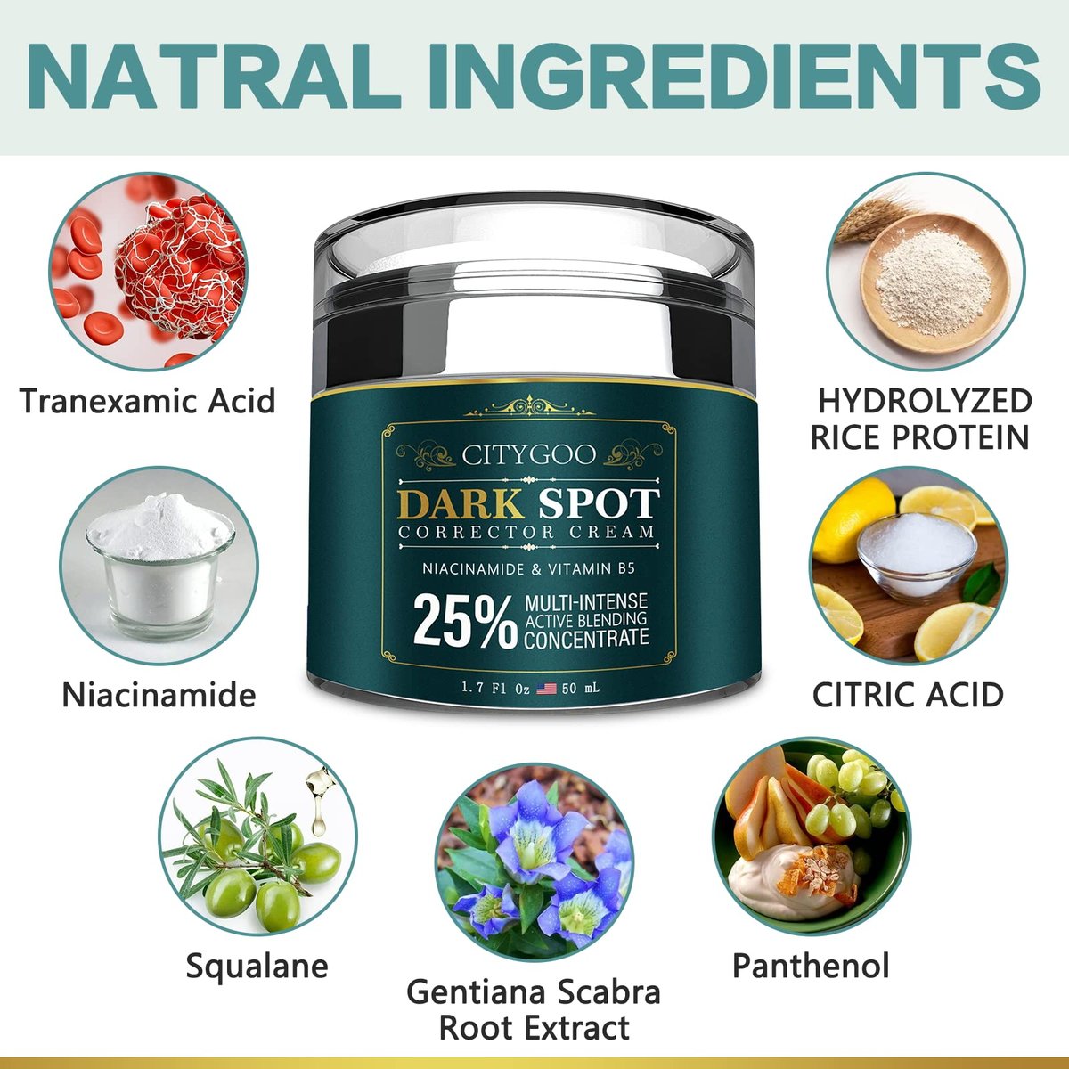 CITYGOO Dark Spot Remover for Face - Dark Spot Corrector Cream for Melasma, Freckles, Sun Spots & Blemishes - Enriching Skincare for All Skin Tones - 1.7 FL OZ Avelisse