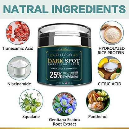 CITYGOO Dark Spot Remover for Face - Dark Spot Corrector Cream for Melasma, Freckles, Sun Spots & Blemishes - Enriching Skincare for All Skin Tones - 1.7 FL OZ Avelisse