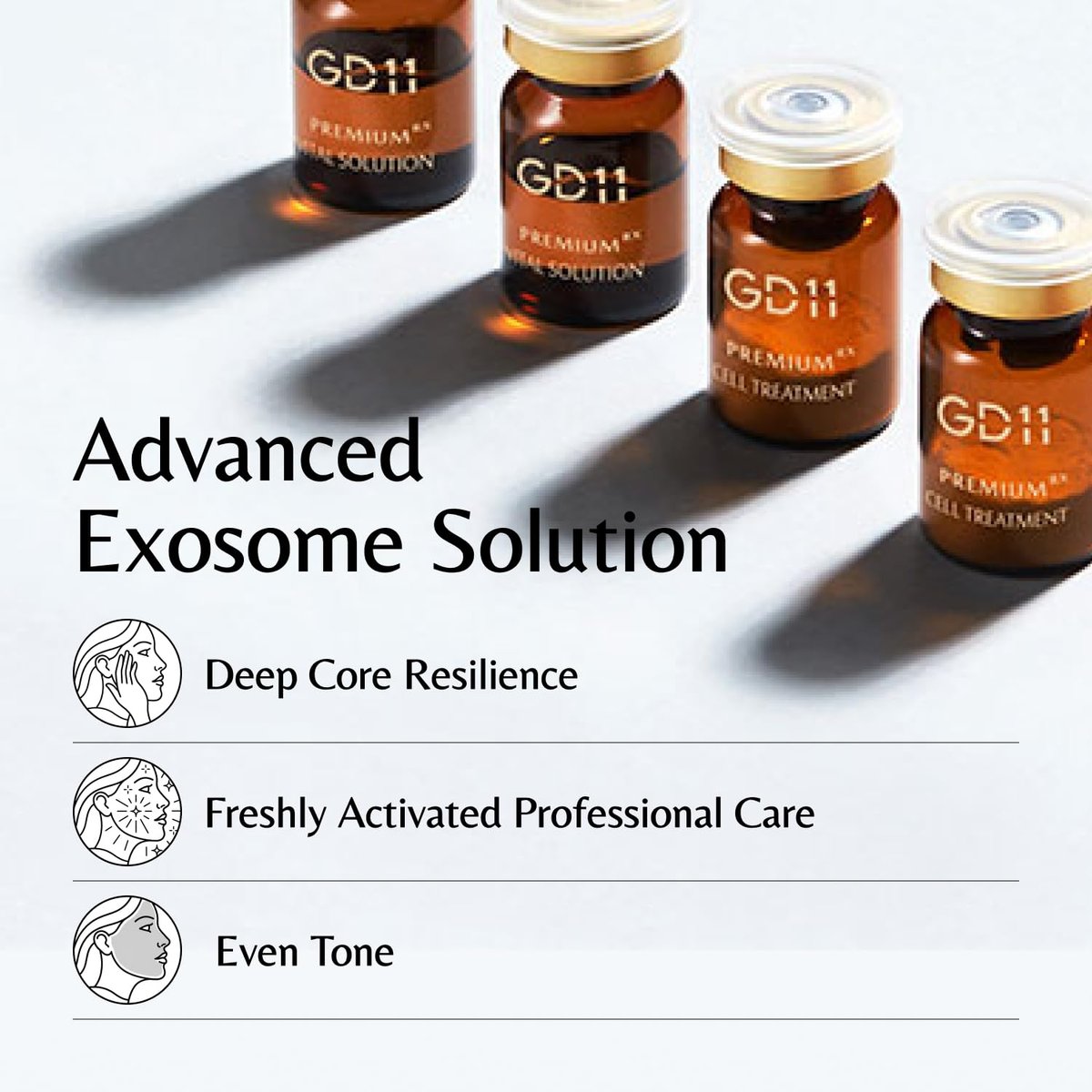 GD11 Exosome Ampoule Set - 3 Pairs Freeze-Dried Powder & Moisture Activator for Firm, Even Skin & K-Beauty Glass-Skin Glow Avelisse