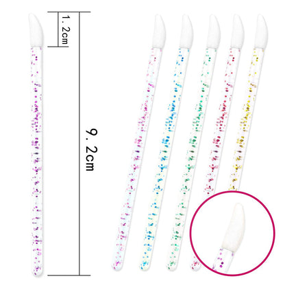 300 Pcs Glitter Crystal Lip Brush Set - Disposable Lip Gloss Applicators & Lipstick Brushes for Precise Makeup Application
