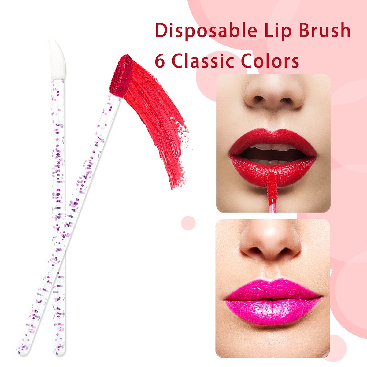 300 Pcs Glitter Crystal Lip Brush Set - Disposable Lip Gloss Applicators & Lipstick Brushes for Precise Makeup Application - görsel 9