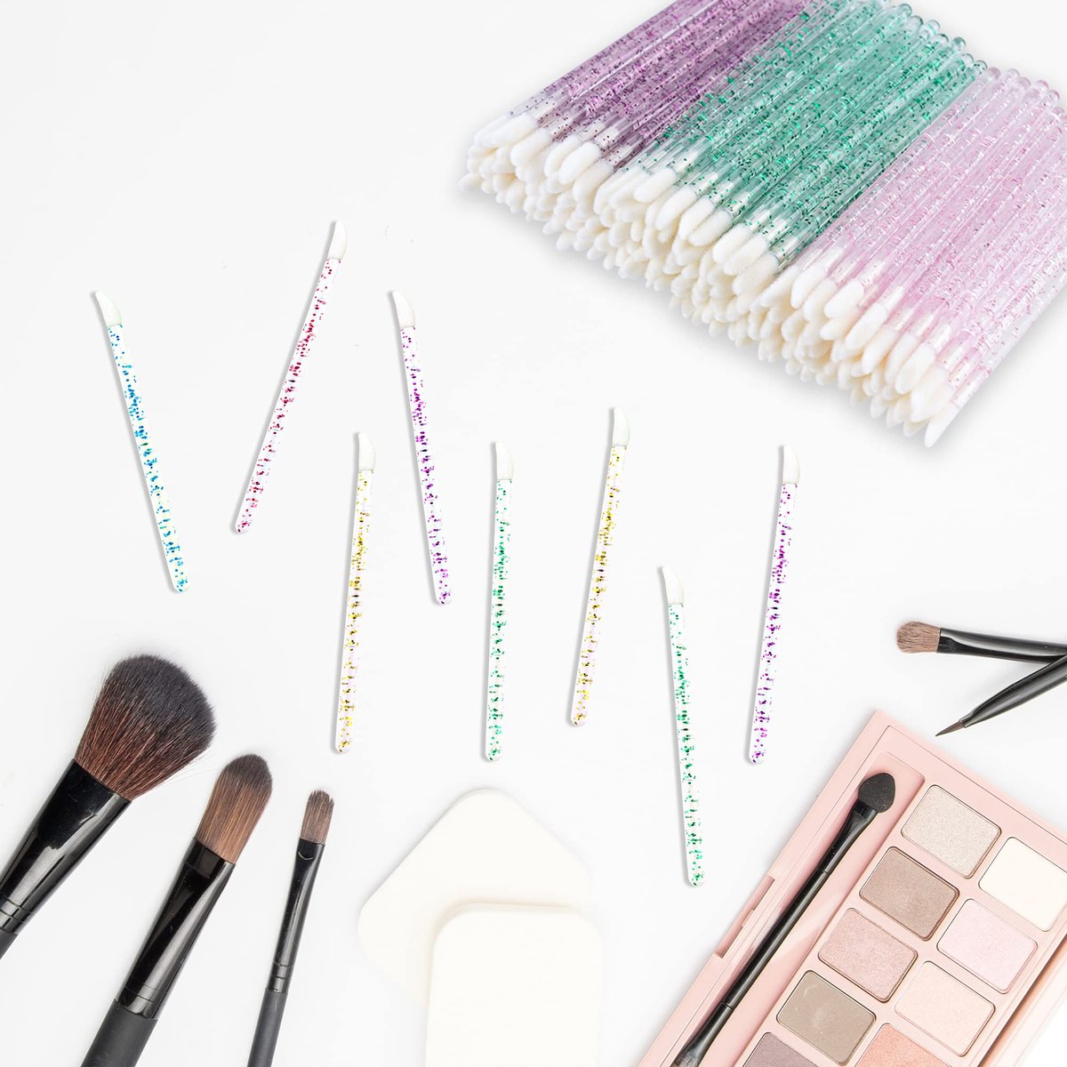 300 Pcs Glitter Crystal Lip Brush Set - Disposable Lip Gloss Applicators & Lipstick Brushes for Precise Makeup Application - görsel 15