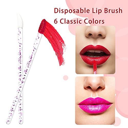 300 Pcs Glitter Crystal Lip Brush Set - Disposable Lip Gloss Applicators & Lipstick Brushes for Precise Makeup Application - görsel 10