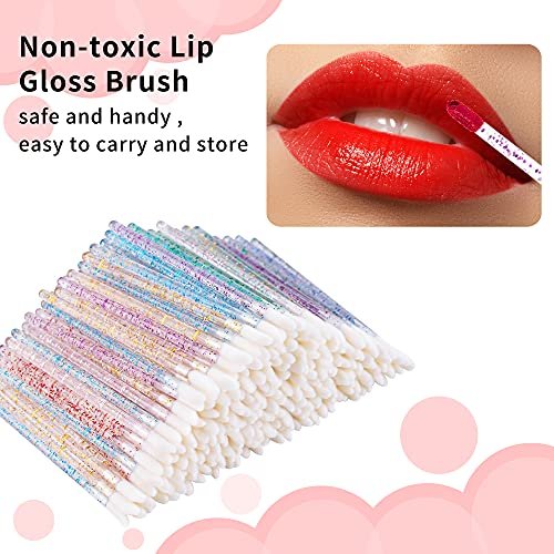 300 Pcs Glitter Crystal Lip Brush Set - Disposable Lip Gloss Applicators & Lipstick Brushes for Precise Makeup Application - görsel 4