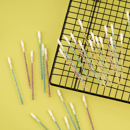 300 Pcs Glitter Crystal Lip Brush Set - Disposable Lip Gloss Applicators & Lipstick Brushes for Precise Makeup Application