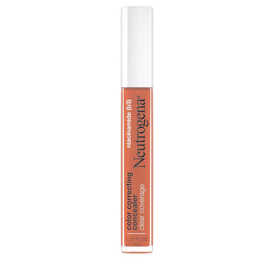 Neutrogena Clear Coverage Color Correcting Concealer - Deep Peach, 0.24 fl. oz, Lightweight, Niacinamide, Dark Spots Concealer