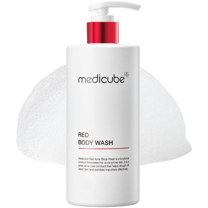 Medicube Red Body Wash - Low pH Hydrating Cleanser with Salicylic Acid, Lactic Acid, Niacinamide & Hyaluronic Acid for Bacne Treatment, 14.1 Fl Oz