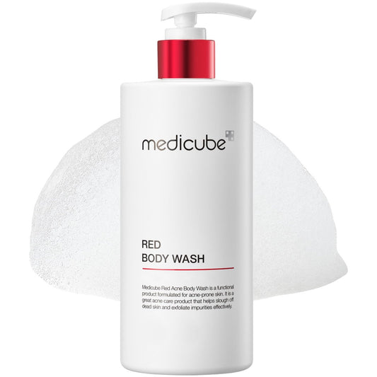 Medicube Red Body Wash - Low pH Hydrating Cleanser with Salicylic Acid, Lactic Acid, Niacinamide & Hyaluronic Acid for Bacne Treatment, 14.1 Fl Oz