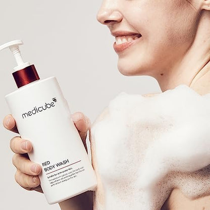 Medicube Red Body Wash - Low pH Hydrating Cleanser with Salicylic Acid, Lactic Acid, Niacinamide & Hyaluronic Acid for Bacne Treatment, 14.1 Fl Oz