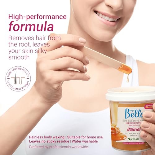 DEPIL BELLA Brazilian Sugar Wax – Organic, Natural, Vegan Hair Removal Wax for All Skin Types (2.87 lbs) Avelisse