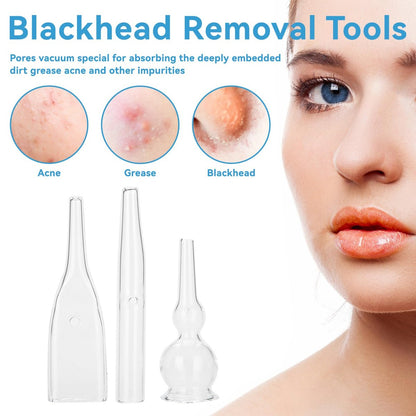 3pcs Vacuum Glass Tube Kit - Blackhead Removal Facial Suction Pore Vacuum Cleaner for Face, Microdermabrasion Machine Accessories Avelisse
