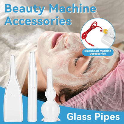 3pcs Vacuum Glass Tube Kit - Blackhead Removal Facial Suction Pore Vacuum Cleaner for Face, Microdermabrasion Machine Accessories Avelisse