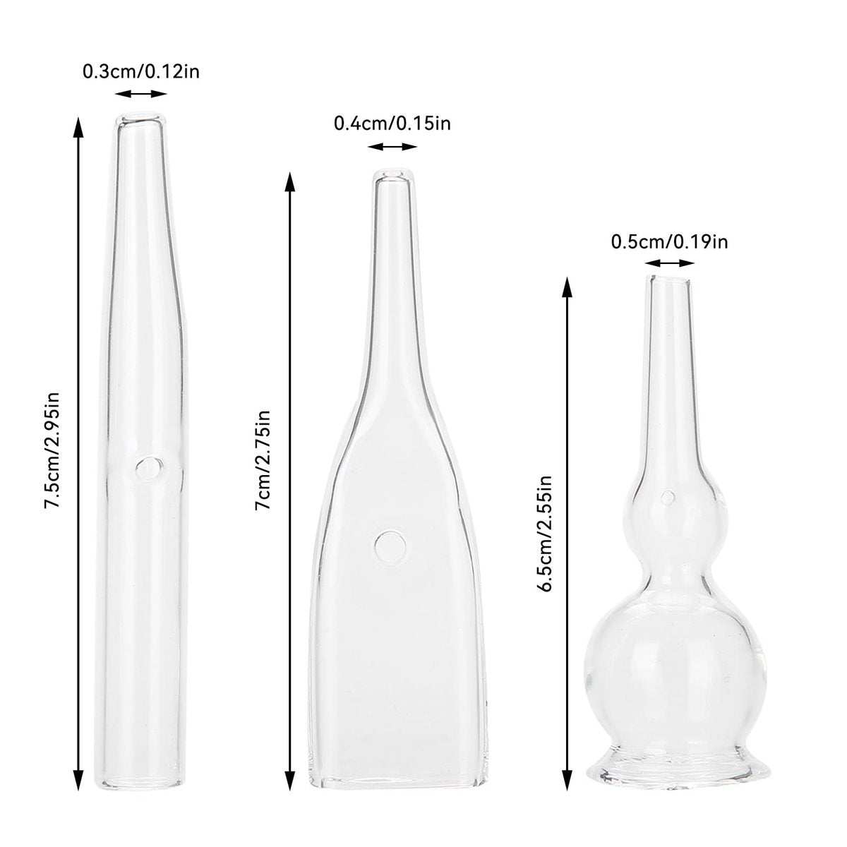 3pcs Vacuum Glass Tube Kit - Blackhead Removal Facial Suction Pore Vacuum Cleaner for Face, Microdermabrasion Machine Accessories Avelisse