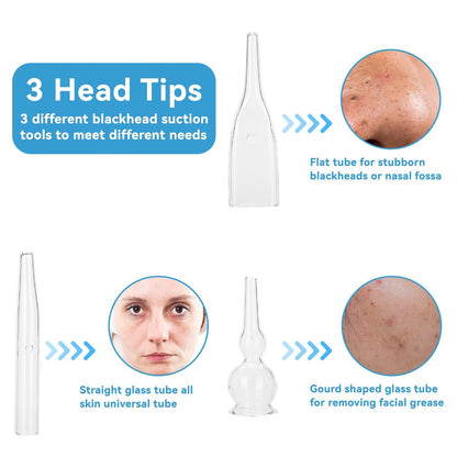 3pcs Vacuum Glass Tube Kit - Blackhead Removal Facial Suction Pore Vacuum Cleaner for Face, Microdermabrasion Machine Accessories Avelisse