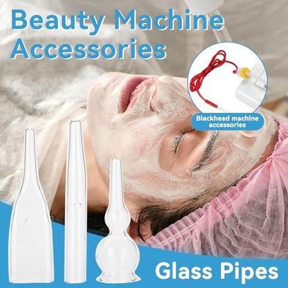 3pcs Vacuum Glass Tube Kit - Blackhead Removal Facial Suction Pore Vacuum Cleaner for Face, Microdermabrasion Machine Accessories Avelisse