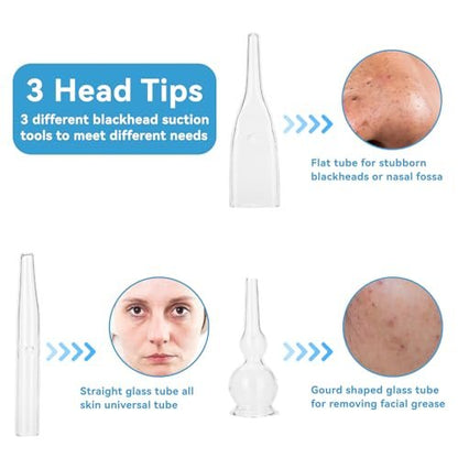 3pcs Vacuum Glass Tube Kit - Blackhead Removal Facial Suction Pore Vacuum Cleaner for Face, Microdermabrasion Machine Accessories Avelisse