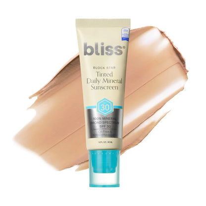 Bliss Block Star SPF 30 Daily Tinted Mineral Sunscreen with Zinc Oxide - All Skin Tones - 1.4 oz Avelisse