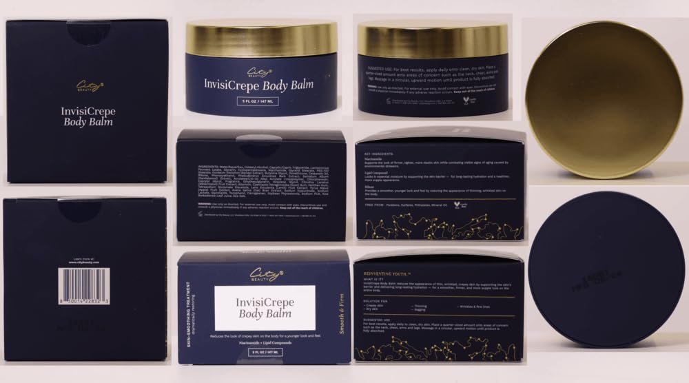 City Beauty InvisiCrepe Body Balm - Skin Firming & Tightening Lotion for a Smoother, Firmer Look | Anti-Aging Firming Body Cream Avelisse