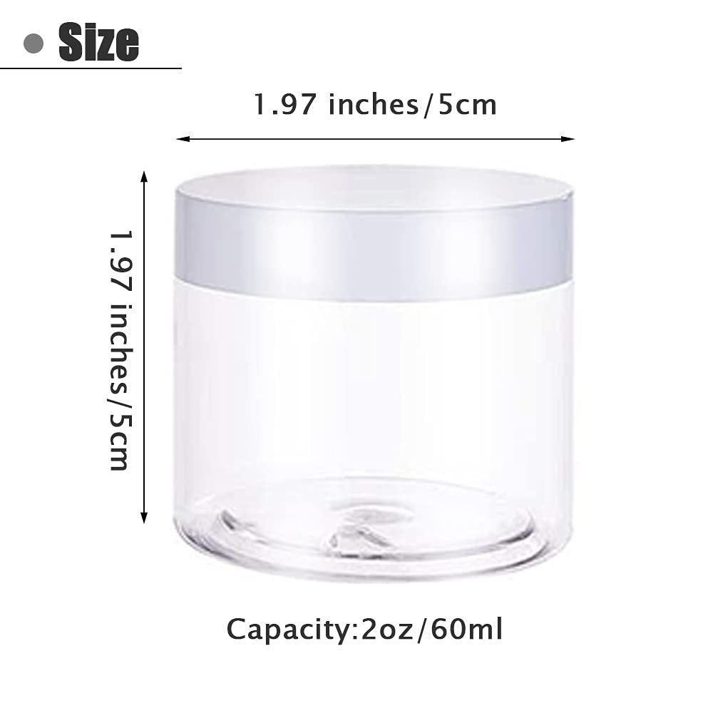 20 Pack 2oz Plastic Empty Jars with Lids - Wide Mouth Refillable Storage Containers for Cosmetics, Crafts, Candy, Beads, Slime Making, and Gifts (White) - görsel 3