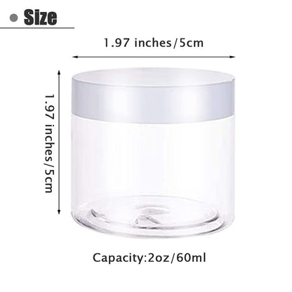 20 Pack 2oz Plastic Empty Jars with Lids - Wide Mouth Refillable Storage Containers for Cosmetics, Crafts, Candy, Beads, Slime Making, and Gifts (White)
